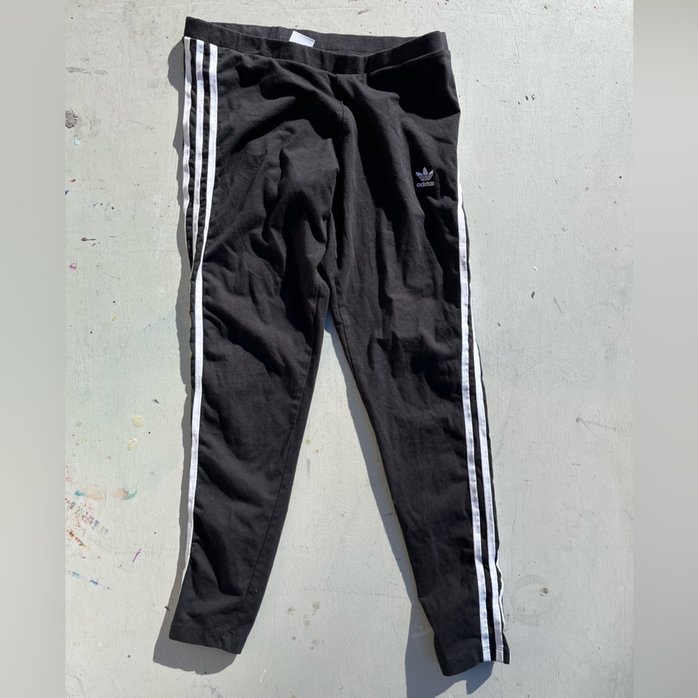 Women's Adidas Pants Black Striped L Activewear Soccer Gym Stretch Light Breath